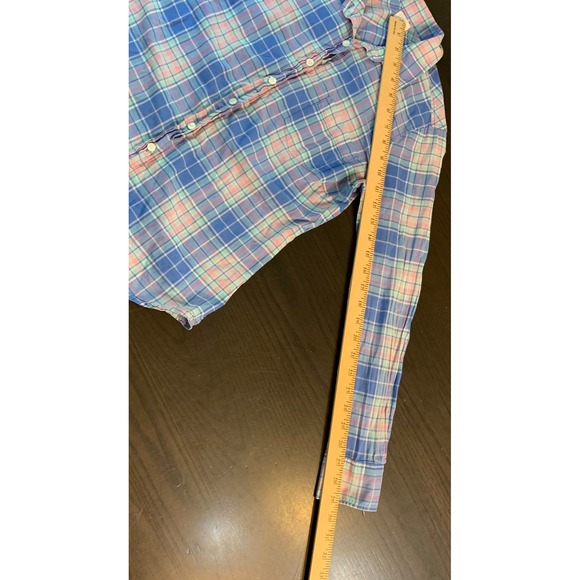 J. Crew Perfect Shirt Womens Blue Pink Green Plaid Button Down Casual Size S - Picture 10 of 11